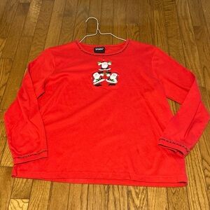 Designers Originals Studio Joy Red Christmas Santa Long Sleeve Women’s Size XL